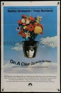 4s711 ON A CLEAR DAY YOU CAN SEE FOREVER 1sh 1970 cool image of Barbra Streisand in flower pot!