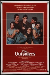 4s723 OUTSIDERS 1sh 1982 Coppola, S.E. Hinton, Howell, Dillon, Macchio, image of top cast