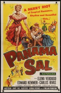 4s728 PANAMA SAL 1sh 1957 great art of super sexy dancer Elena Verdugo & cast!