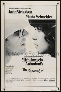 4s733 PASSENGER 1sh 1975 Michelangelo Antonioni, c/u of Jack Nicholson & Maria Schneider!