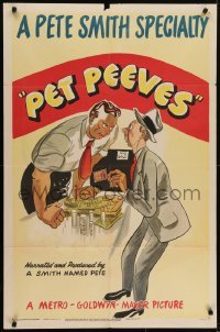 4s736 PET PEEVES 1sh 1947 Pete Smith specialty, wacky art, Wizard of Oz's Margaret Hamilton!