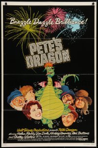 4s737 PETE'S DRAGON 1sh 1977 Walt Disney, colorful art of cast headshots & dragon by Paul Wenzel!