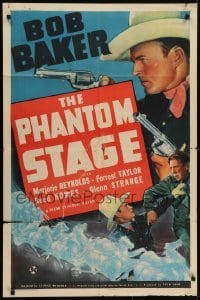 4s738 PHANTOM STAGE 1sh 1939 cool images of cowboy Bob Baker on stagecoach & in shootout!