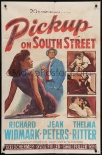 4s742 PICKUP ON SOUTH STREET 1sh 1953 Richard Widmark & Jean Peters in Samuel Fuller noir classic!