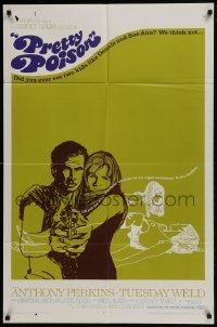 4s755 PRETTY POISON style A 1sh 1968 psycho Anthony Perkins & crazy Tuesday Weld!