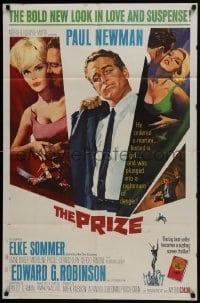 4s762 PRIZE 1sh 1963 Howard Terpning art of Paul Newman in suit and tie & sexy Elke Sommer!