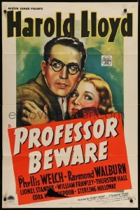 4s763 PROFESSOR BEWARE style A 1sh 1938 close up of intense Harold Lloyd with Phyllis Welch, rare!