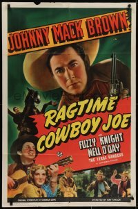 4s771 RAGTIME COWBOY JOE 1sh 1940 Johnny Mack Brown with gun, Fuzzy Knight, Nell O'Day