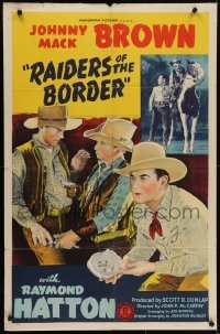 4s772 RAIDERS OF THE BORDER 1sh 1944 Johnny Mack Brown & Raymond Hatton hunt down jewel smugglers!