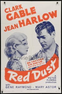 4s779 RED DUST 1sh R1963 great close-up of Clark Gable & sexy Jean Harlow!