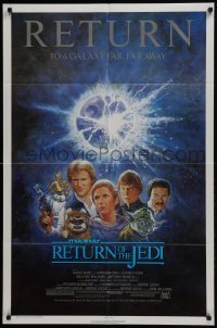 4s788 RETURN OF THE JEDI NSS style 1sh R1985 George Lucas classic, Mark Hamill, Ford, Tom Jung art!