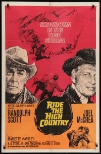 4s790 RIDE THE HIGH COUNTRY 1sh 1962 Randolph Scott & Joel McCrea have a showdown in High Sierra!