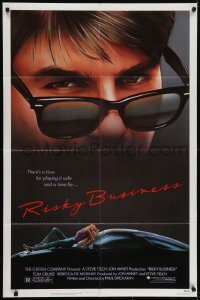 4s795 RISKY BUSINESS 1sh 1983 classic close up art of Tom Cruise in cool shades by Drew Struzan!