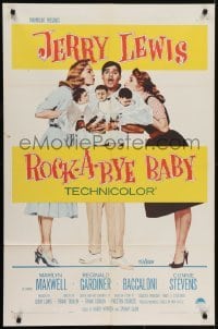 4s799 ROCK-A-BYE BABY 1sh 1958 Jerry Lewis with Marilyn Maxwell, Connie Stevens, and triplets!