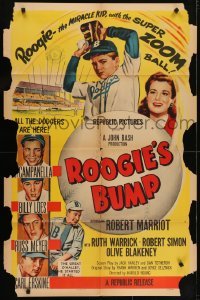 4s804 ROOGIE'S BUMP 1sh 1954 real life Brooklyn Dodgers baseball including Roy Campanella!