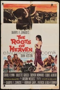 4s806 ROOTS OF HEAVEN 1sh 1958 directed by John Huston, Errol Flynn & sexy Julie Greco in Africa!