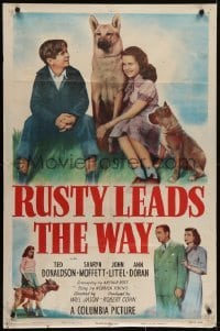 4s814 RUSTY LEADS THE WAY 1sh 1948 cool German Shepherd & Boxer dog images!