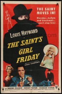 4s816 SAINT'S GIRL FRIDAY 1sh 1954 sexy Diana Dors & bullets can't stop Louis Hayward!