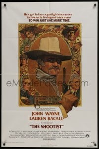 4s841 SHOOTIST 1sh 1976 Don Siegel, best Richard Amsel artwork of cowboy John Wayne & cast!