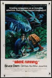 4s844 SILENT RUNNING 1sh 1972 Douglas Trumbull, cool art of Bruce Dern & his robot by Akimoto
