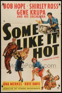 4s856 SOME LIKE IT HOT style A 1sh 1939 Bob Hope, Shirley Ross & Una Merkel, Gene Krupa on drums!