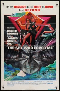 4s867 SPY WHO LOVED ME 1sh 1977 great art of Roger Moore as James Bond by Bob Peak!