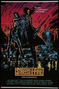 4s882 STREETS OF FIRE border style 1sh 1984 Walter Hill directed, Michael Pare, Lane, Riehm art!