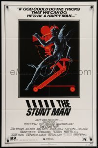 4s885 STUNT MAN 1sh 1980 Peter O'Toole, cool artwork of demon working movie camera!