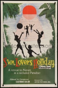 4s889 SUN LOVERS' HOLIDAY 1sh 1960 a retreat to nature in a secluded paradise, girls on beach!