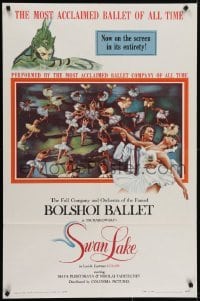 4s894 SWAN LAKE 1sh 1960 Tschaikowsky, Russian Bolshoi Ballet musical, great image of dancers!