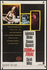 4s908 TERM OF TRIAL 1sh 1962 teacher Laurence Olivier has an affair w/youngest girl in his class!