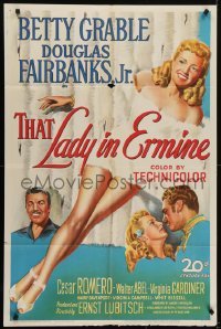 4s911 THAT LADY IN ERMINE 1sh 1948 Betty Grable & Douglas Fairbanks Jr. and... Virginia Gardiner?