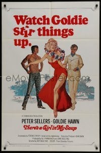 4s181 THERE'S A GIRL IN MY SOUP style A int'l 1sh 1971 different art of Peter Sellers & Goldie Hawn!