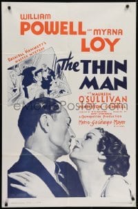 4s913 THIN MAN 1sh R1962 William Powell, Myrna Loy, W.S. Van Dyke directed classic!