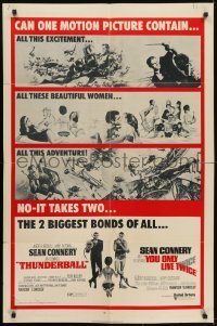 4s920 THUNDERBALL/YOU ONLY LIVE TWICE 1sh 1971 Sean Connery's two biggest James Bonds of all!