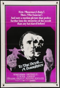 4s924 TO THE DEVIL A DAUGHTER 1sh 1976 Widmark, Christopher Lee, Nastassja Kinski, purple style!