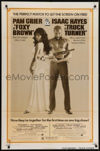 4s933 TRUCK TURNER/FOXY BROWN 1sh 1974 blaxploitation double-bill, Pam Grier & Isaac Hayes!