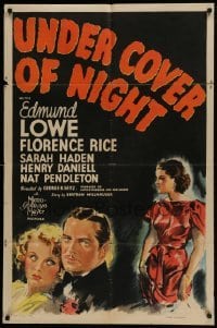 4s940 UNDER COVER OF NIGHT 1sh 1937 Edmund Lowe, Florence Rice, Nat Pendleton, murder mystery!