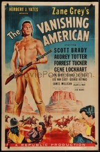 4s946 VANISHING AMERICAN 1sh 1955 Zane Grey, art of barechested Navajo Scott Brady!