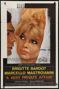 4s948 VERY PRIVATE AFFAIR 1sh 1962 Louis Malle's Vie Privee, c/u of sexiest Brigitte Bardot!