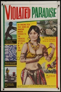 4s952 VIOLATED PARADISE 1sh 1963 an innocent maiden, sexy images, Scintillating Sin!