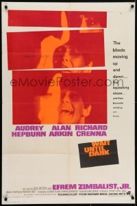 4s957 WAIT UNTIL DARK 1sh 1967 close up of blind Audrey Hepburn, who is terrorized by Alan Arkin!