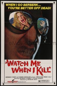 4s963 WATCH ME WHEN I KILL 1sh 1977 cool art of scared girl in killer's mirrored sunglasses!