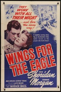 4s986 WINGS FOR THE EAGLE 1sh 1942 close up of pretty Ann Sheridan & Dennis Morgan, WWII aircraft!