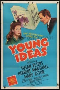 4s995 YOUNG IDEAS 1sh 1943 Susan Peters & Elliott Reid in early Jules Dassin romance!