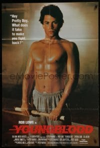 4s201 YOUNGBLOOD int'l 1sh 1986 different image of barechested ice hockey player Rob Lowe!