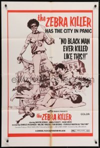 4s997 ZEBRA KILLER 1sh 1974 Austin Stoker, James Pickett, he has the city in panic!