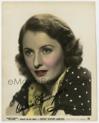 4t405 BARBARA STANWYCK signed color 8x10.25 still 1936 head & shoulders c/u from Banjo On My Knee!