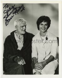 4t958 SARA KARLOFF signed 8x10 REPRO still 1980s portrait with her famous father Boris Karloff!