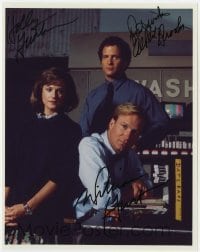 4t746 BROADCAST NEWS signed color 8x10 REPRO still 2000s by Albert Brooks, Holly Hunter AND Hurt!